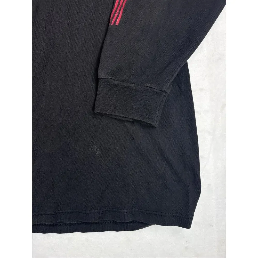 Vintage 90s Adidas Center Logo Long Sleeve Shirt Large Black Red Graphic